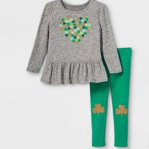 Toddler Girls’ Shamrock Heart Long Sleeve Cozy Top & Leggings Set - NWT